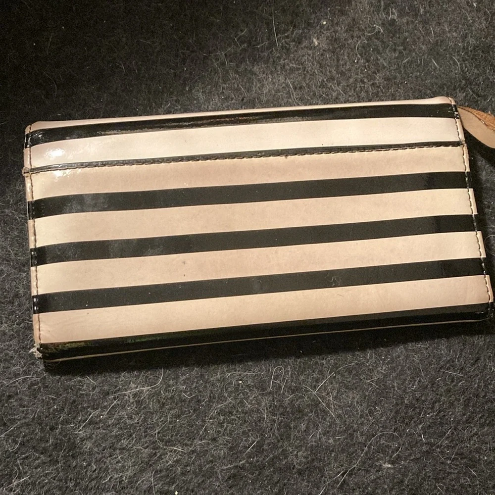 Black and white stripe Kate Spade trifold wallet